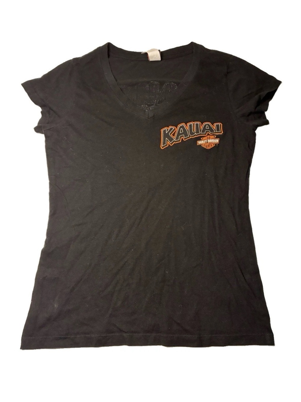 Harley-Davidson Black V-Neck Kauai Tee with Orange Logo